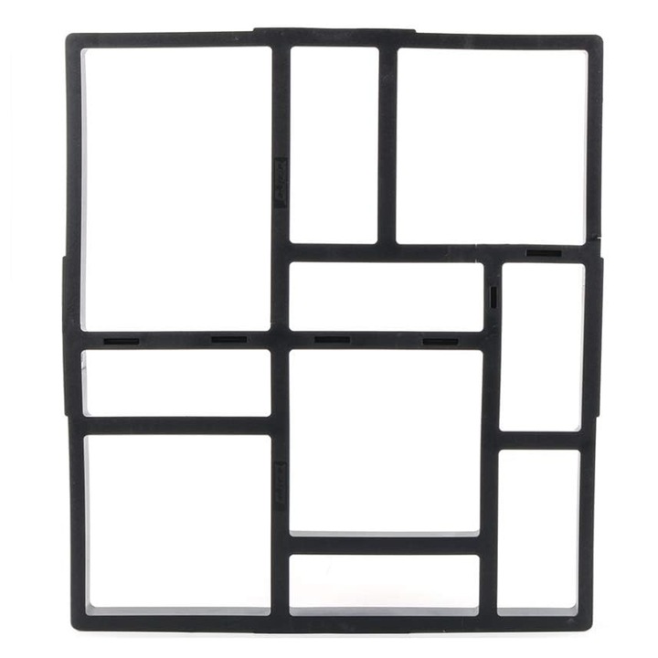 Teno® Форма за павета с контур, за щампован бетон или декоративен камък, имитира естествен камък, подобрява външния вид на градината, пластмаса, модел 13, 44,5 x 39,5 x 4 см, черна