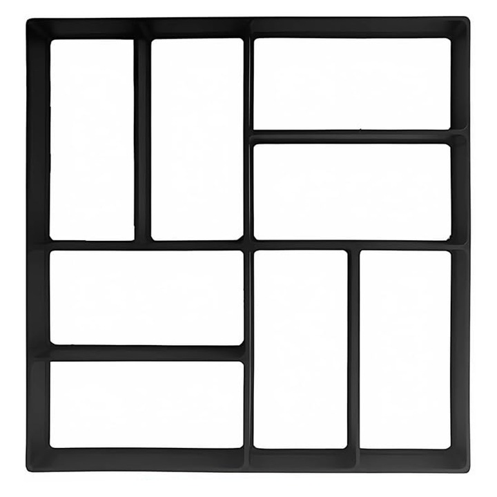 Teno Форма за павета с контур, за щампован бетон или декоративен камък, имитира естествен камък, подобрява външния вид на градината, пластмаса, модел 11, 40 x 4 см, черна