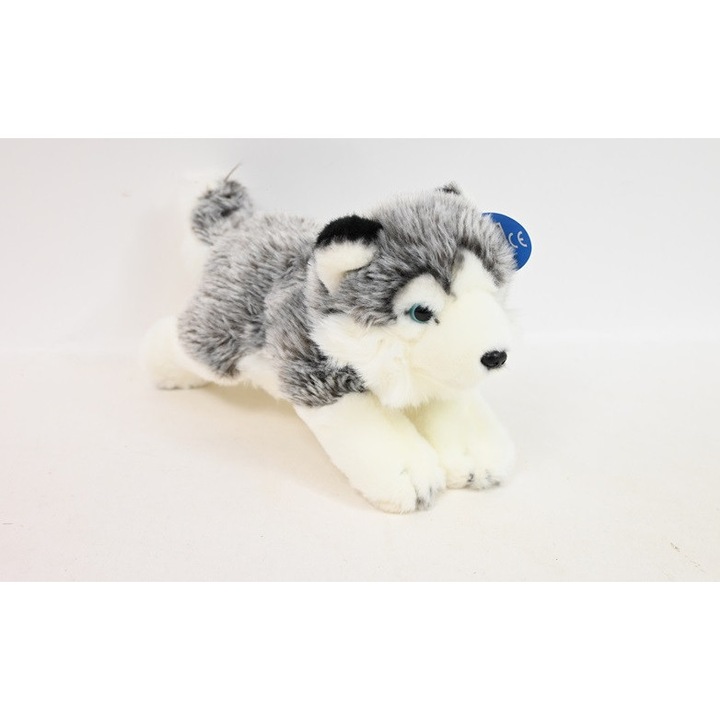 Jucarie animal Husky 27cm, gri