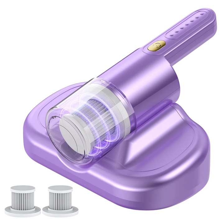 YANYXR BCS2905486 hordozható matracporszívó, 1000W, 8000 Pa, UV-C, 3 fokozatú szűrés, 0.25 L tartály, lila