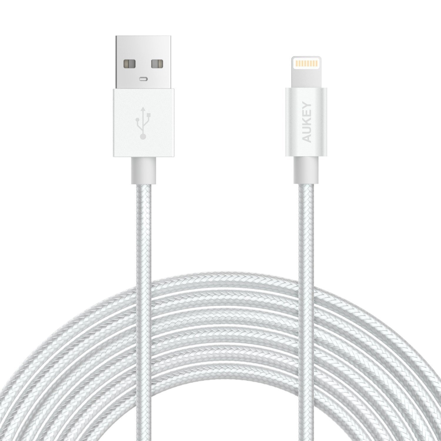Cablu de date/incarcare Aukey CB-D41, pentru Apple, lungime 2 m, argintiu