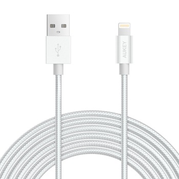 Cablu de date/incarcare Aukey CB-D41, pentru Apple, lungime 2 m, argintiu Cablu de date/incarcare Aukey CB-D41, pentru Apple, lungime 2 m, argintiu