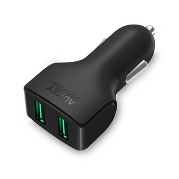 Incarcator auto Aukey CC-S3, 2 sloturi USB 2.4A, negru Incarcator auto Aukey CC-S3, 2 sloturi USB 2.4A, negru