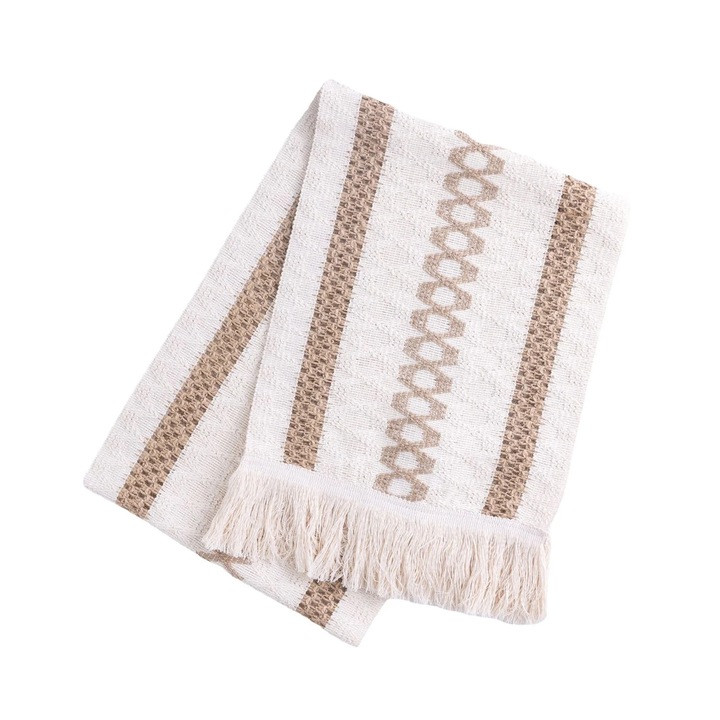 YANYXR boho rusztikus asztalterítő rojtokkal, pamut és len, 30x150cm