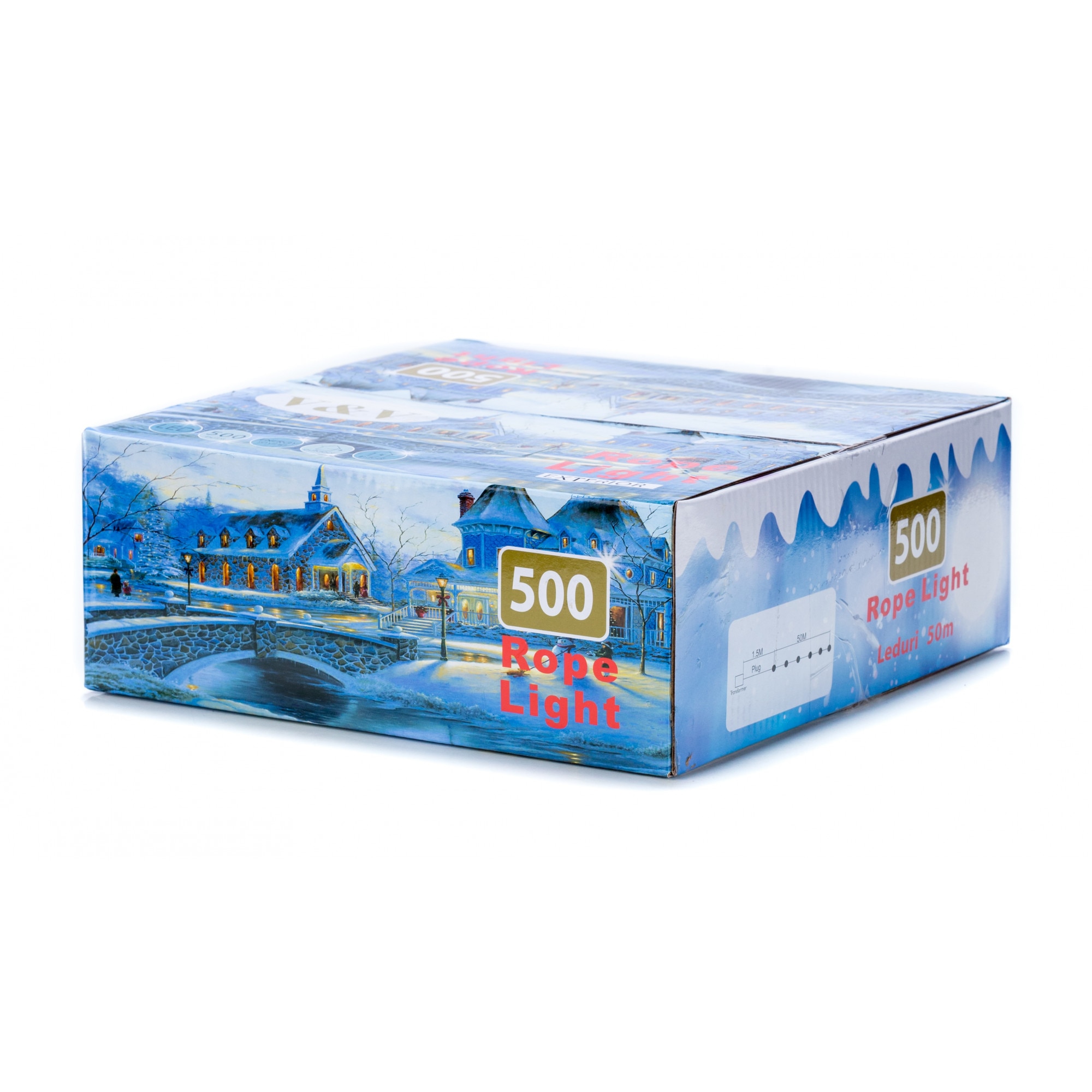 Instalatie de Craciun tip Liniara / sirag 50m, 500 leduri, 6025 albastru