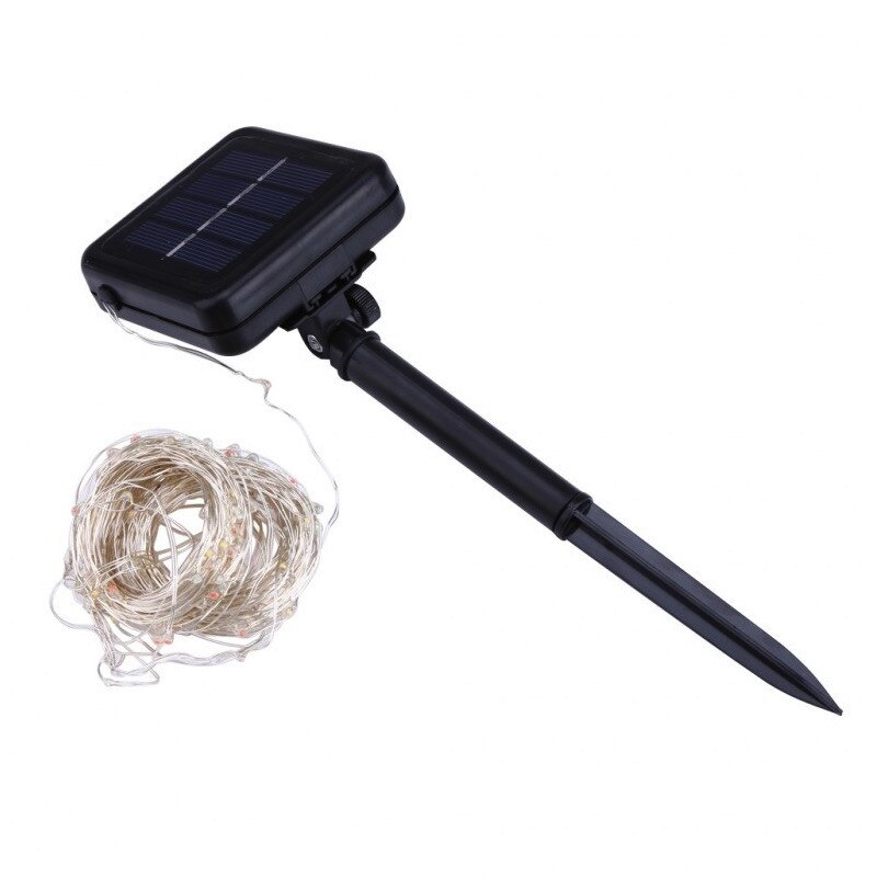 Instalatie multicolora 50 Led, 7m, Incarcare Solara Si Senzor Lumina