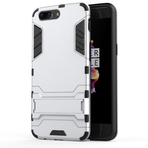 Husa ONEPLUS 5, Carcasa Protectie Plastic + Silicon, Culoare Silver