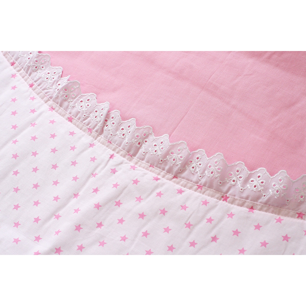 Lenjerie patut, roz cu stelute roz, 120x60cm - eMAG.ro