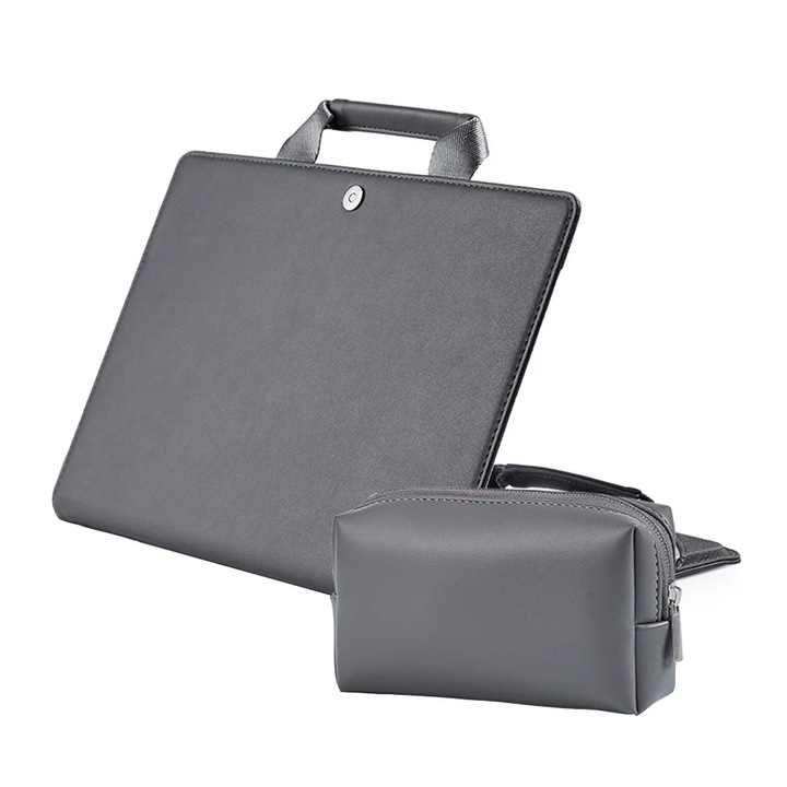 YANYXR laptop táska, szürke, 32x22x3cm, PU, könnyű és vékony