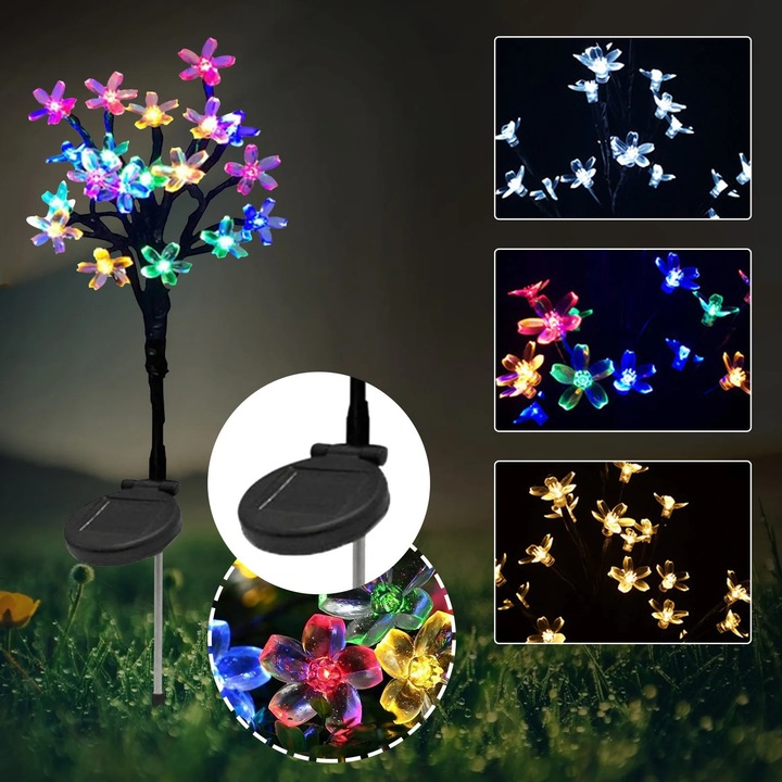 Lampa solara gradina YANYXR floare LED decorativa alba 38x8x7cm