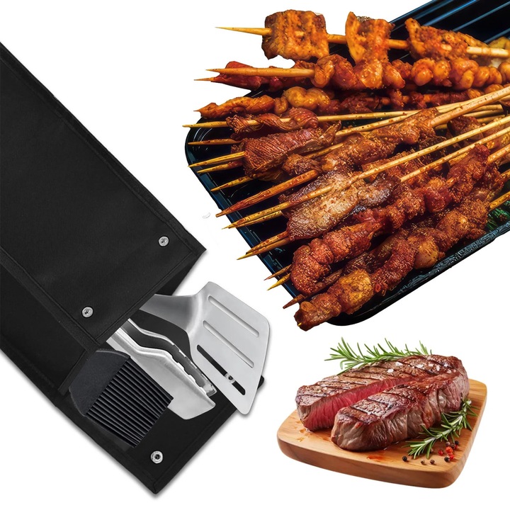 YANYXR grill eszköz tároló táska, Oxford, fekete, 15x15x51cm