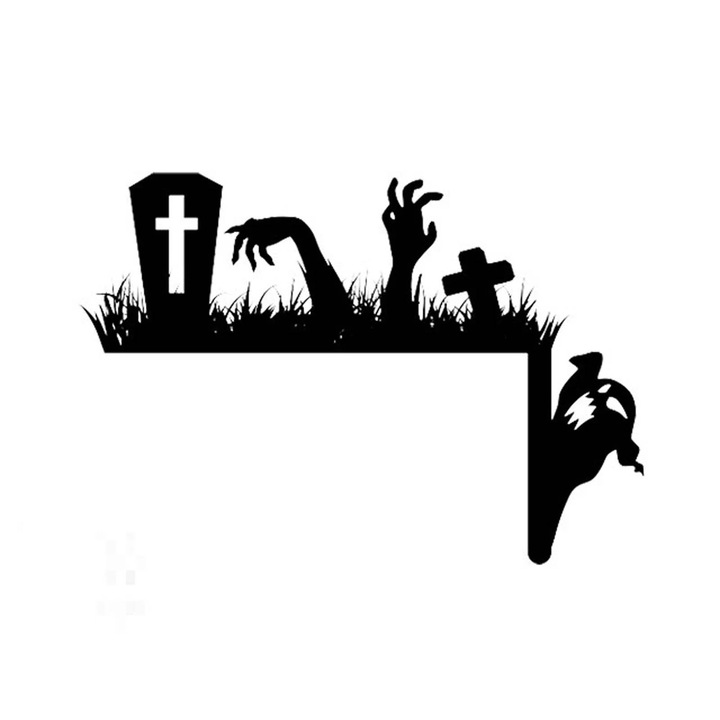 YANYXR Halloween dekoratív matrica, ajtósarok, PVC, öntapadós, 15x15cm