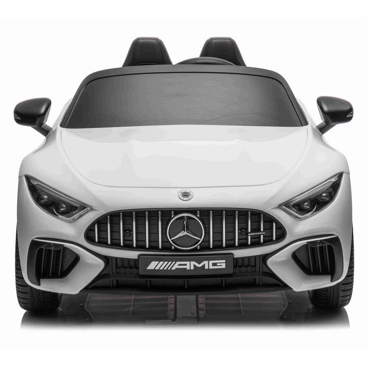 Masina electrica copii AMG SL63, alb, 123x76x49cm, 12V, 35kg, cu lumini LED si sunete