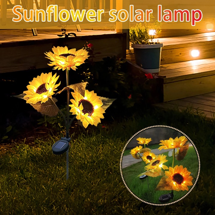 Lampa solara gradina YANYXR floarea-soarelui metalica decor 80cm
