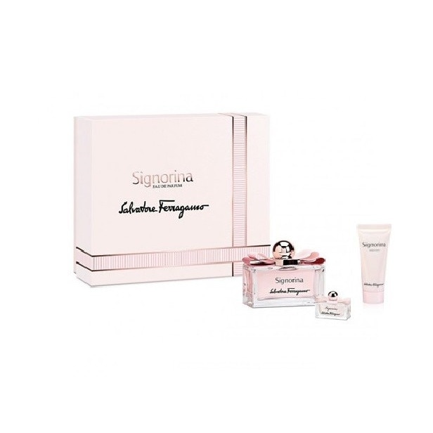 Set Salvatore Ferragamo Signorina, Femei: Apa de Parfum, 100 ml + Lotiune de corp, 50 ml + 10 ml Apa de Parfum 100 ml