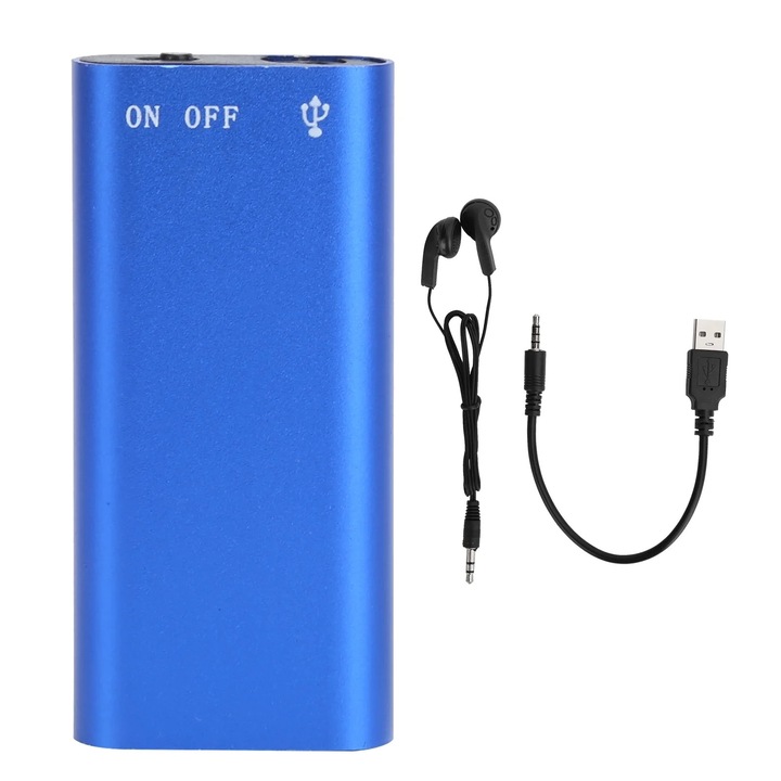 Hordozható MP3 lejátszó, 8 GB, kék, hangfelvétel, USB-támogatás
