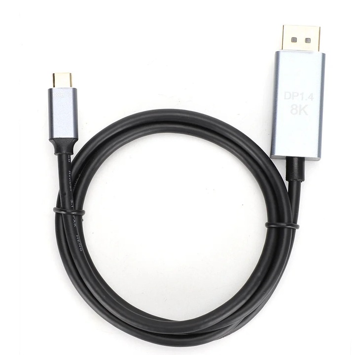 YANYXR 8K USB-C – DisplayPort videokábel, 1m, fekete