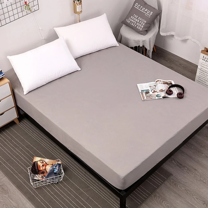 Protectie saltea impermeabila, 180x200x30cm, 2 straturi poliester si TPU, design elastic, pentru toate tipurile de saltele
