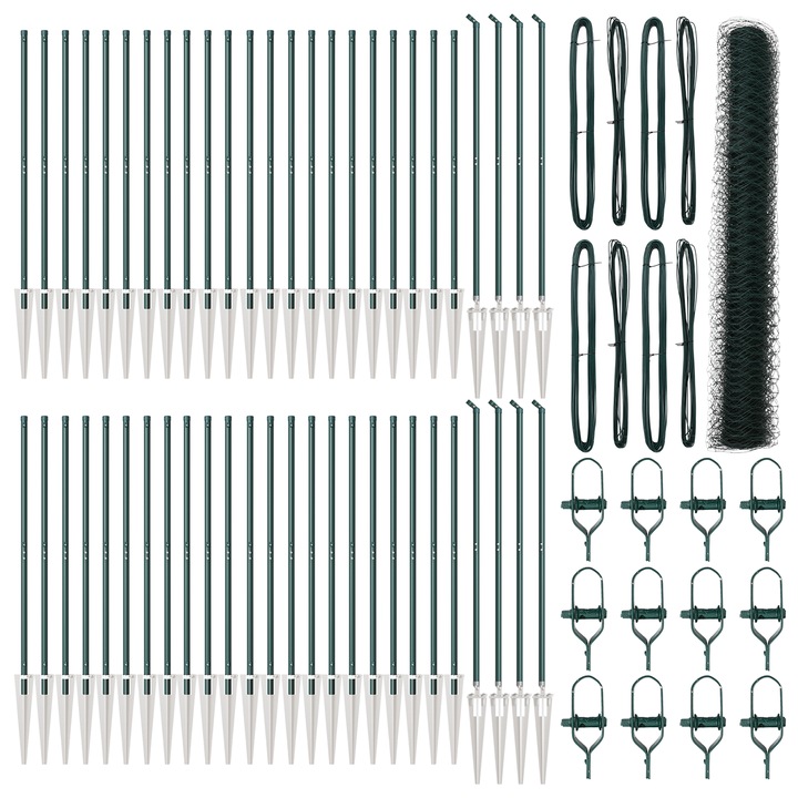 Plasa Hexagonala Verde vidaXL, 1,4x100 m, Otel, 49.25 kg