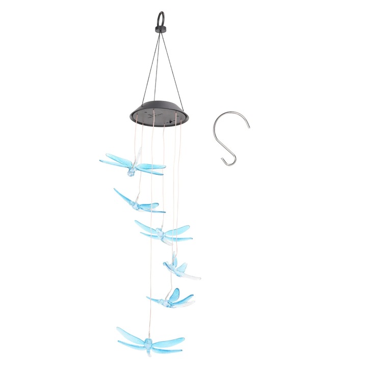 Lampa solara cu clopotei, dragonfly colorat, IP45, 6 LED-uri, 100lm, pentru interior si exterior