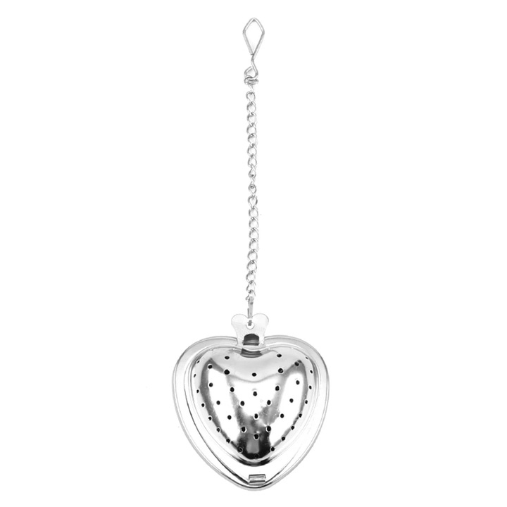 За креативни, с форма на сърце от неръждаема стомана, филтър за чай инфузер с верижка, за многократна употреба, цедка за насипен чай, чайник, джаджи, инструменти, аксесоари, кухня, консумативи