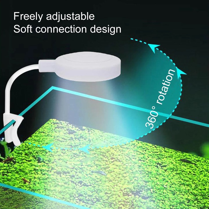 Lumina acvariu, 360° ajustabila, design universal, waterproof, 18cm, set de 1 bucata