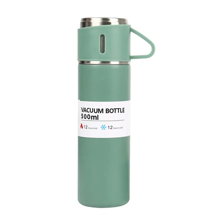 Sticla termica cu capac, 500ml, inox, izolatie termica, pentru drumetii