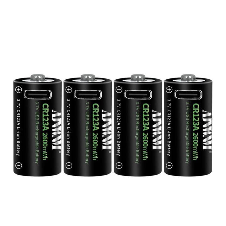 Baterie reincarcabila de 3,7 V 16340 Baterie Li-ion de 2600 mAh Baterie CR123A pentru lanterna LED Incarcator de perete de calatorie Baterie 16340 CR123A