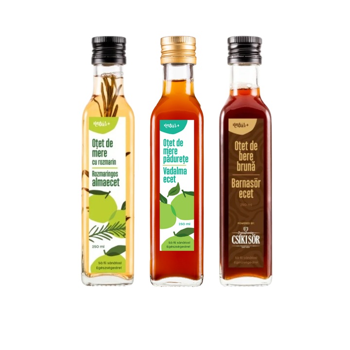 Set de oteturi de fructe pentru marinat Natur+ 3x250Mere padurete, Bere bruna, Mere cu rozmarin