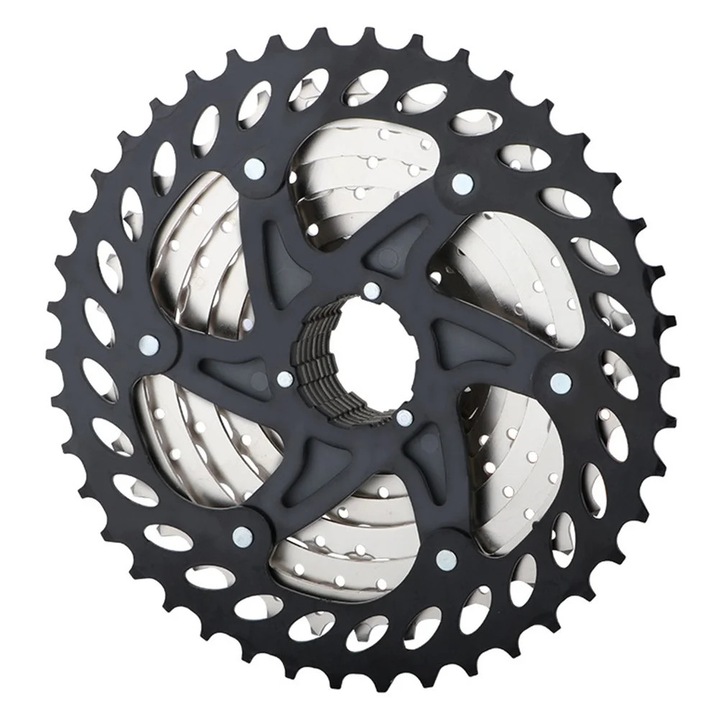 Pinion bicicleta 8-11s 42T, design din otel, culoare argintie, greutate aproximativ 350g