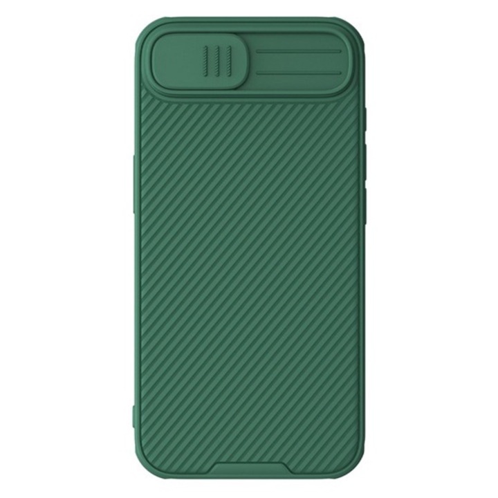 Nillkin camshield pro szilikon mobiltelefon tok, ütésállóság, kameravédő, csíkos, sötétzöld, kompatibilis: Apple iPhone 16e