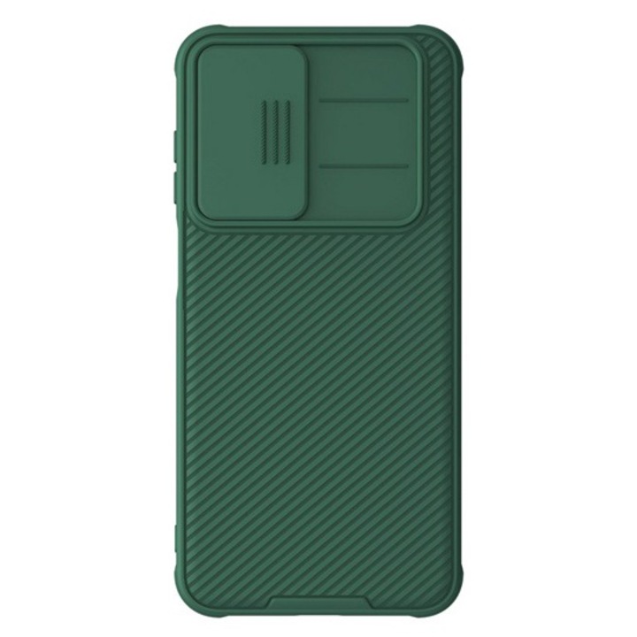 Nillkin camshield pro szilikon mobiltelefon tok, ütésállóság, kameravédő, csíkos, sötétzöld, kompatibilis: Samsung Galaxy A26 5G, SM-A266