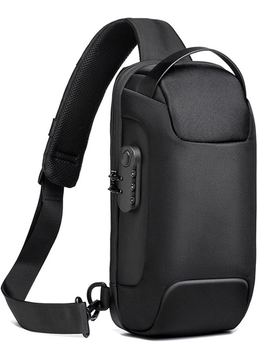 Geanta de Umar sau de Mana pentru Barbati, cootway, USB, anti-furt, impermeabil, Negru