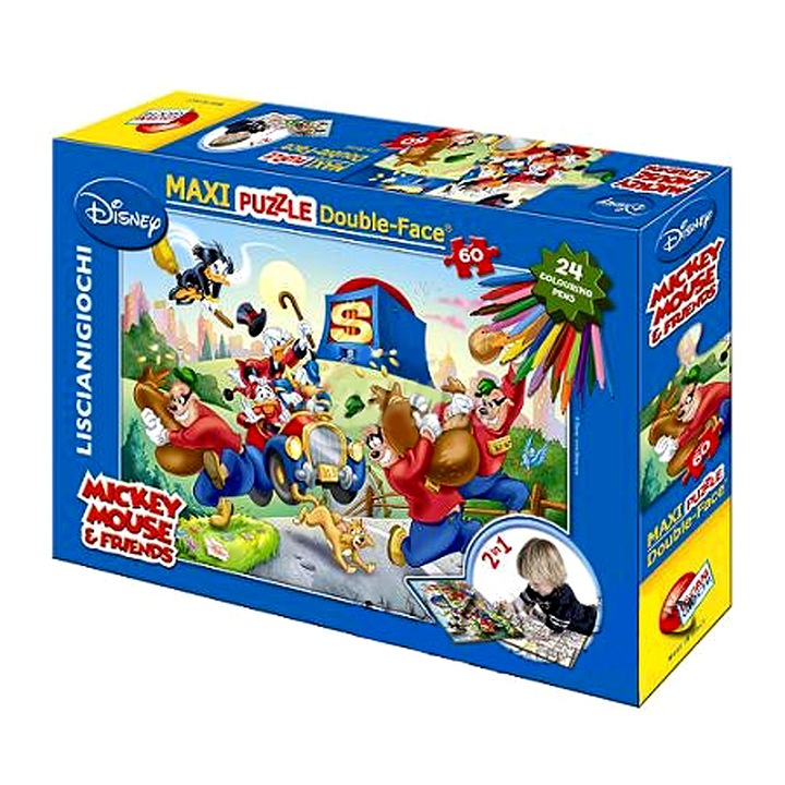 Пъзел Lisciani Mickey mouse Maxi DF, 60 части и 24 флумастри