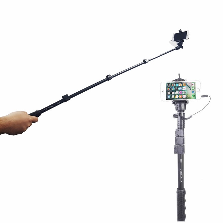 Royal 1188 szelfibot kábellel, 125 cm, Teleszkópos fogantyú, Fekete