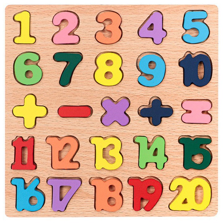 Дървен пъзел с цифри AYSTOAYS®, образователна играчка, игра за предучилищно развитие, развитие на интелигентността, подарък, вдъхновен от Монтесори, за бебета, Многоцветен