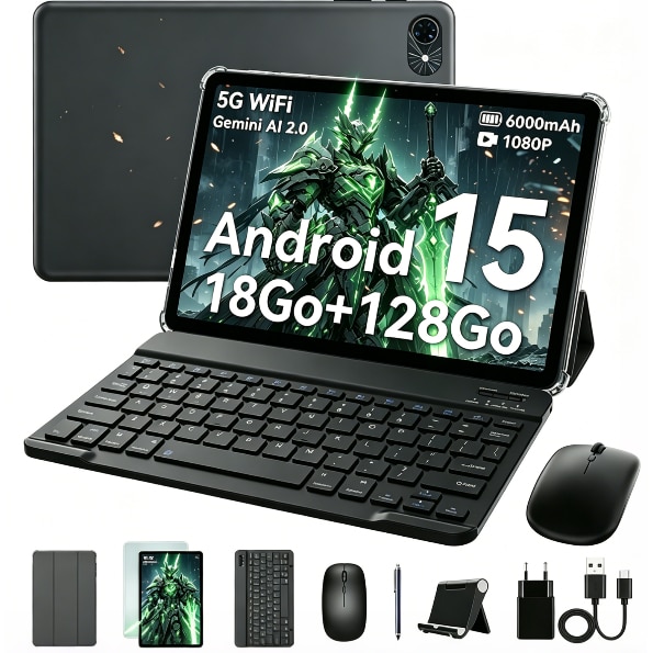 Tableta Blackview T80, 10.1 inch, Android 15, 5.0, WiFi 6, T310, 18GB Ram(6GB + 12GB extensibili), 800×1280, 128GB ROM, Expandabil 1TB, 6000mAh, Gri
