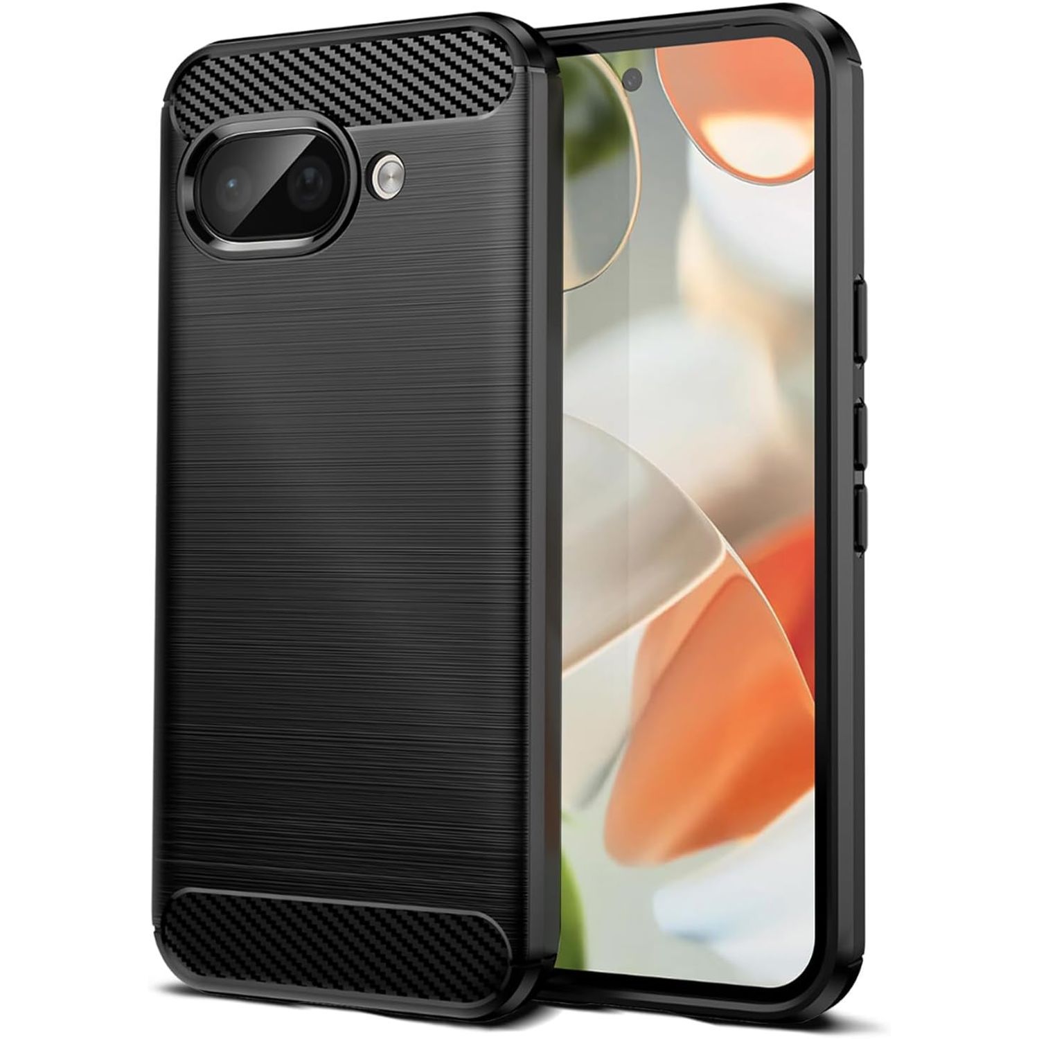 Husa Telefon pentru Google Pixel 9A, Carcasa Slim Fit din TPU cu Absorbtie de Socuri, Design Fibra de Carbon, Negru