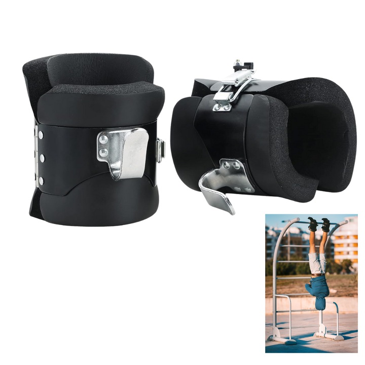 Suporturi pentru inversiune gravitationala, ajustabile, Negre, set de ghete de agatat inversate, pentru decompresia coloanei, relaxarea spatelui, fitness, stretching