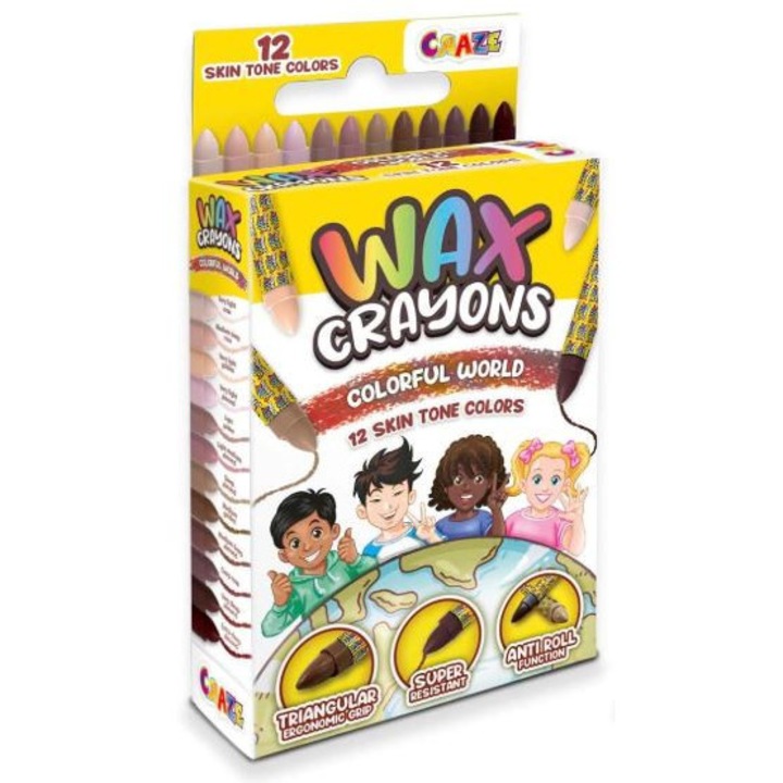 Set de creioane cu ceara, Craze, 12 culori