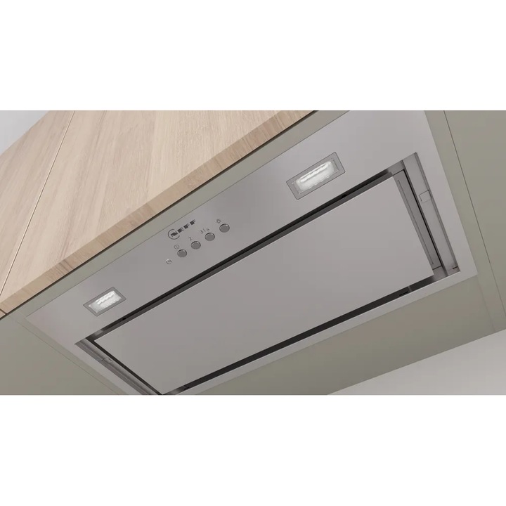 Neff D54NAC1N0 вграден абсорбатор, 645 м³/ч, 3 скорости + Boost, LED, Клас B, Ширина 52 см Неръждаема стомана