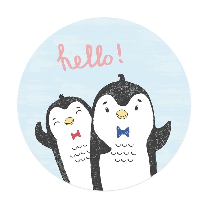 Tablou canvas Penguins 30 cm decor rotund perete camera copii