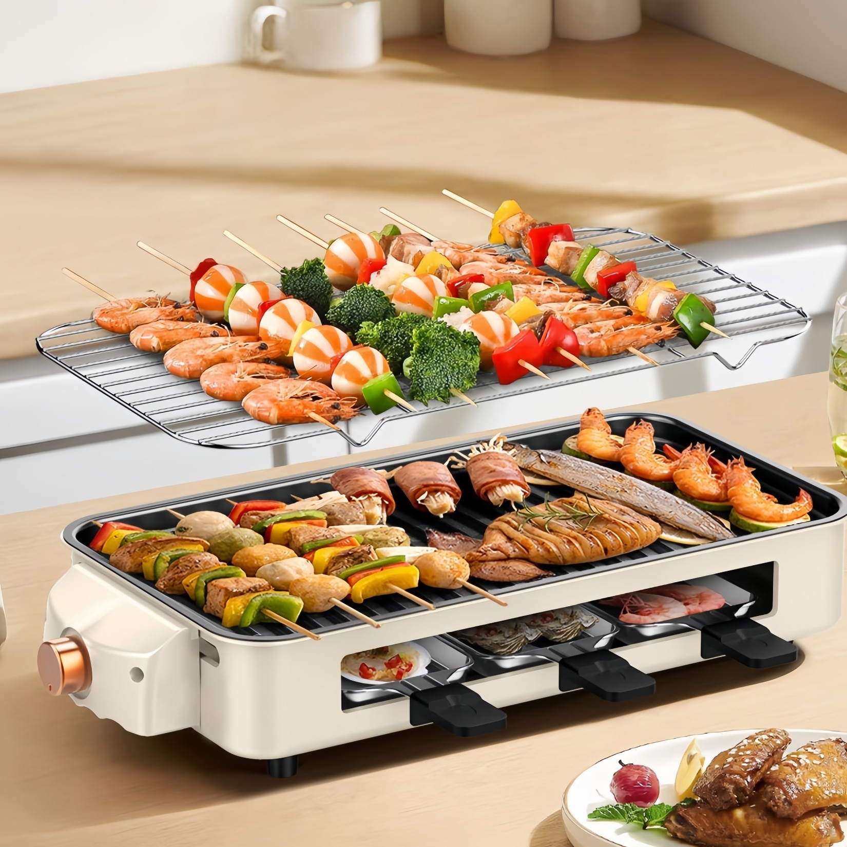 Jfyu JFYU® Електрическа скара без дим, многофункционална, 1500 W, подвижна ...