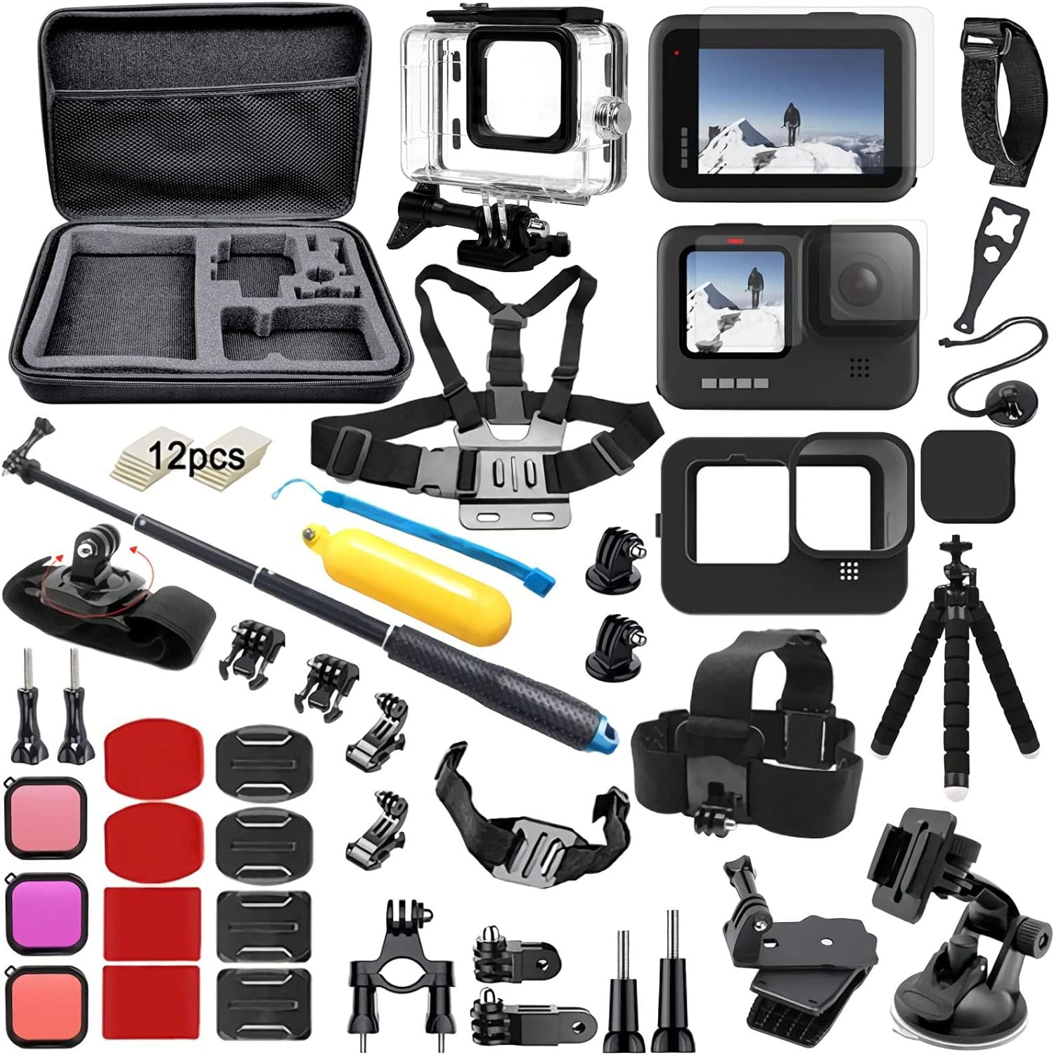 Set accesorii compatibil GoPro Hero 12/11/10/9, Gkllonve, 55 piese Set accesorii compatibil GoPro Hero 12/11/10/9, Gkllonve, 55 piese