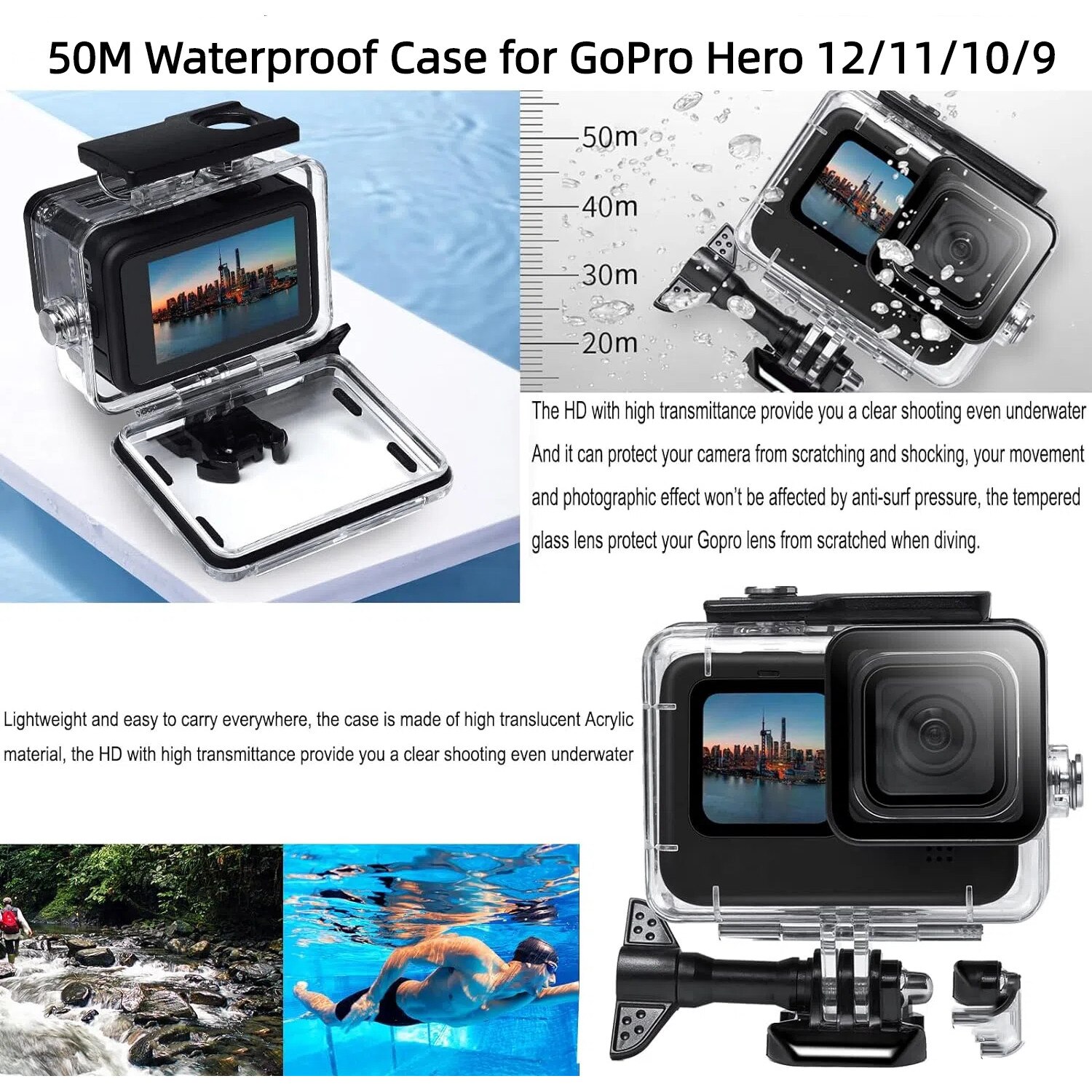 Set accesorii compatibil GoPro Hero 12/11/10/9, Gkllonve, 55 piese Set accesorii compatibil GoPro Hero 12/11/10/9, Gkllonve, 55 piese