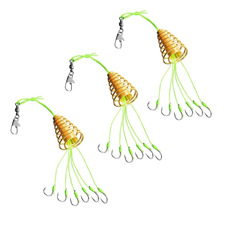 Set 3 carlige pescuit, Axroad Mall, Carlige pescuit cu ochet, Ascutit si durabil, Portabila, Varf Ghimpat, Antitangle, Rezistent la coroziune, Pentru pescuitul cu momeli la biban, pastrav, in apa dulce sau sarata, Otel, 8/9/10