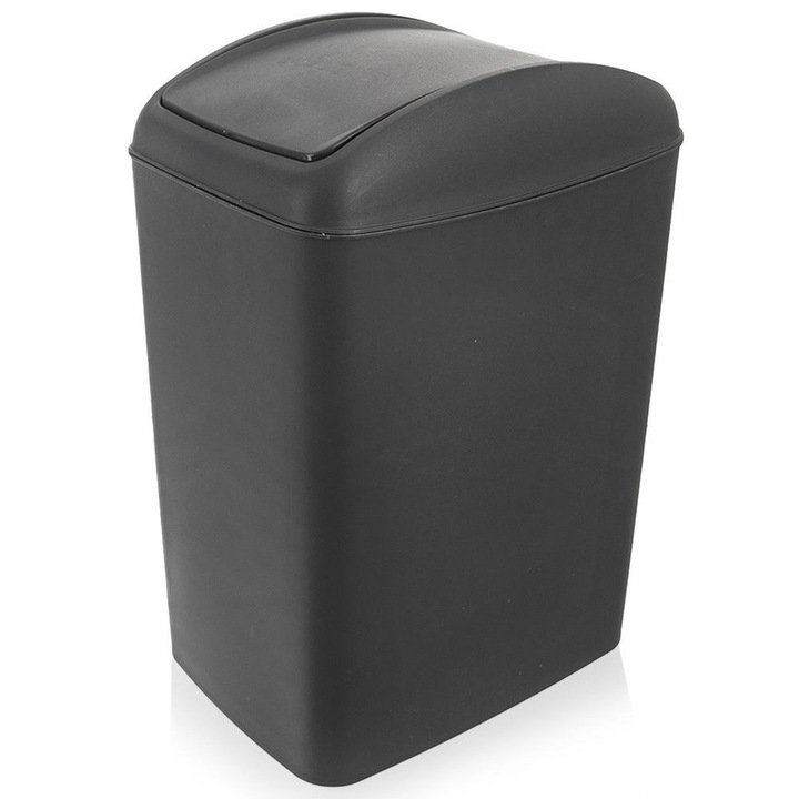 Cos de gunoi Artemis, 40L, gri, 37x27x53cm, cu capac rabatabil