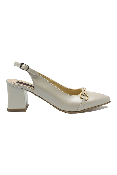Pantofi decupati eleganti Remas, bej sidefat, din piele naturala SORD22, Bej