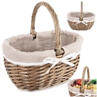 Cos De Picnic, Orion, 32.5x24x32 cm, Fabricat Manual Din Impletitura Naturala De Rachita, Captuseala Din Material 60% Bumbac, 40% Poliester, Detasabila Si Lavabila, Posibilitate De Utilizare Ca Si Cos Pentru Ciuperci, Utilizare Universala, Bej