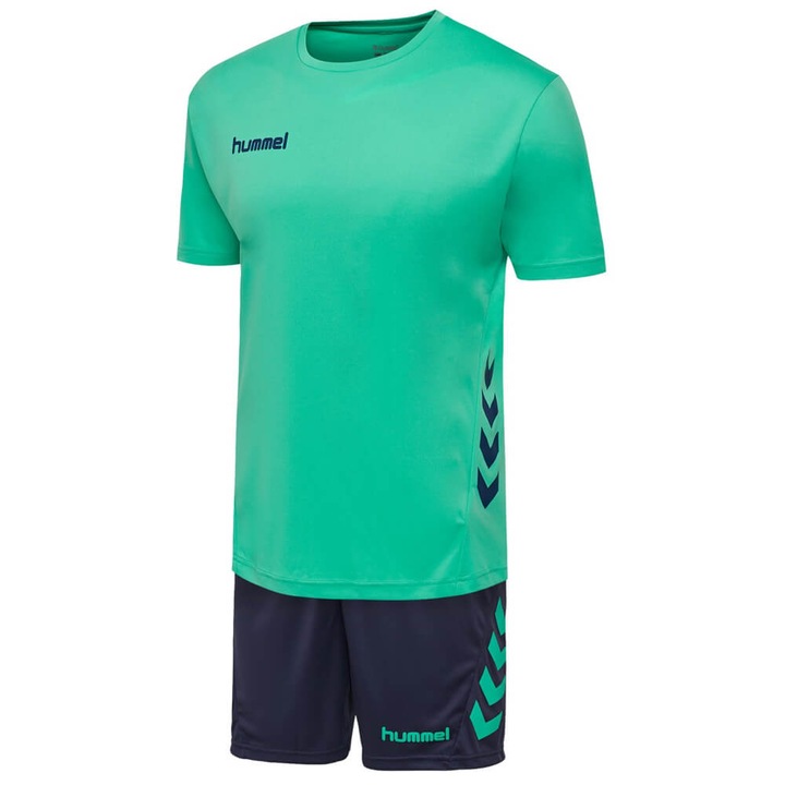 Set echipament sportiv Hummel Promo, tricou + sort, turcoaz, 3XL